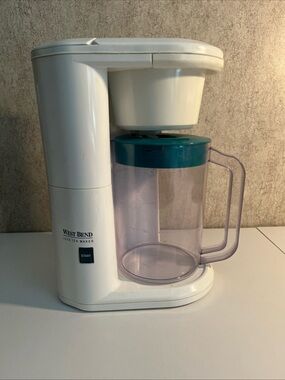 Vintage West Bend Iced Tea Maker 6050 Electric Brewer Teal Lid 2 Quart Works